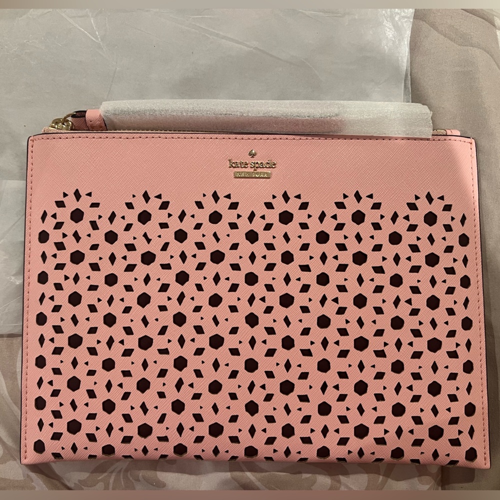 Kate Spade Pink Perforated Clutch